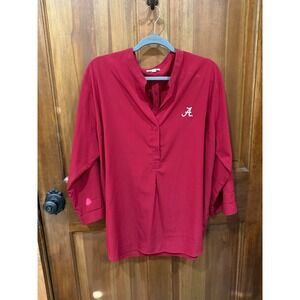 Alabama Crimson Tide Women's Red pullover Blouse White Logo Size 1X